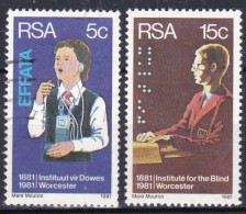 SUD AFRICA 1981 100° ANNIVERSARIO DELL' ISTITUTO PER SORDI E CIECHI WORCESTER SERIE COMPLETA USATA COME DA FOTO - Used Stamps