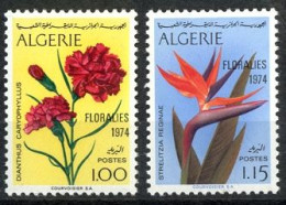 Année 1974-N°590/591 Neufs**MNH : "Floralies 1974" T.P. De 1973 Surchargés : Estrellezia  "oiseau Du Paradis" + œillet - Argelia (1962-...)