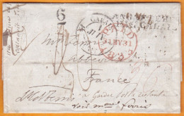 1833 - KWIV - Enveloppe Pliée Avec Corresp D'Angleterre Vers ABBEVILLE, Somme, France - POSTE RESTANTE - Marcophilie