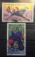 SENEGAL 1960 - 1963, POSTE AÉRIENNE Oiseaux Birds 2 Timbres Yvert No 32, Rollier & 33, Touraco , Obl TB - Senegal (1960-...)