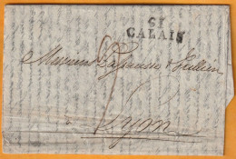 1822 - KGIV - Folded Letter In French From Liverpool, England To Lyons Lyon, France - Via Calais - Forwarded By Mangel - Marcofilia