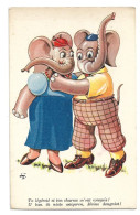 Vintage Postcard  *  Couple éléphants - Elephan - Elefant - Olifant - éléphant (Ta Légéreté Et Ton Charme ..) - Elephants