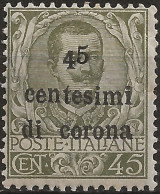 TRTT8oN,1919 Terre Redente - Trento E Trieste, Sassone Nr. 8o, Francobollo Nuovo Senza Linguella **/ Varietà - Trento & Trieste