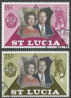 St Lucia. 1972 Royal Silver Wedding. Used Complete Set. SG 343-344. M3152 - Ste Lucie (...-1978)