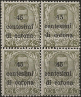 TRTT8QNB,1919 Terre Redente - Trento E Trieste, Sassone Nr. 8, Quartina Nuova Senza Linguella **/ - Trente & Trieste