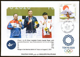 ARGELIA 2021 - Philatelic Cover - Shooting - Olympics Tokyo 2020 Tir Schießen COVID Tiro Cuba France China Medalists - Shooting (Weapons)