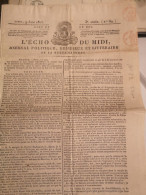 Journa " L'Echo Du Midi" De La Haute-Garonne Du 9 Juin 1823 - 1800 - 1849