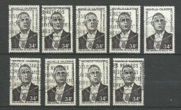 Nouvelle Calédonie Poste N° 377  De Gaulle   9 Exemplaires Oblitérés    B/TB          Voir Scans    Soldé ! ! ! - Used Stamps