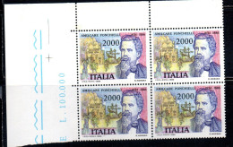 ITALIA REPUBBLICA ITALY REPUBLIC 1986 AMILCARE PONCHIELLI LA GIOCONDA QUARTINA ANGOLO DI FOGLIO BLOCK MNH - 1981-90: Nieuw/plakker