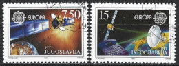 Yugoslavia 1991. Scott #2096-7 (U) Europa, Telecommunications, Satellites  *Complete Set* - Oblitérés