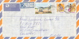 Zambia Registered Air Mail Cover Sent To Denmark Lusaka 28-6-1982 Topic Stamps - Zambie (1965-...)