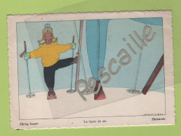 CP ILLUSTRATEUR SAMIVEL - SKIING LESSON / LA LECON DE SKI / SKISTUNDE - EDITIONS EFPE CHAMBERY - CIRCULEE EN 1955 - Samivel