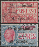 TRTTEx1-2U,1919 Terre Redente - Trento E Trieste, Sassone Nr. 1/2, Serie Cpl. Di 2 Espressi Usati Per Posta °/ - Trentino & Triest