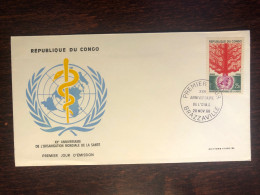 CONGO FDC COVER 1968 YEAR WHO OMS HEALTH MEDICINE STAMPS - FDC