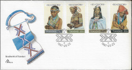 Transkei 1987 Y&T 202 à 205 Sur FDC. Parures Indigènes En Perles. Jeunes Femmes Seins à L'air, Danseuse, Coiffes - Dance