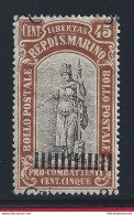 1924 SAN MARINO, N. 103c Pro Combattenti Sovrastampa Spostata In Alto - MNH** - VARIETA' - Francobollo Nuovo - Abarten Und Kuriositäten