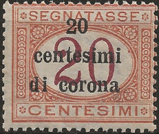 TRTTSx3N,1919 Terre Redente - Trento E Trieste, Sassone Nr. 3, Segnatasse Nuovo Senza Linguella **/ - Trento & Trieste