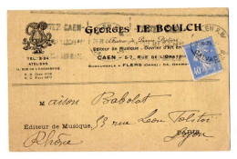 VP23.060 - 1929 - Carte Commerciale - M. G. LE BOULCH, Facteur De Pianos, Editeur De Musique à CAEN & FLERS Pour LYON - Old Professions