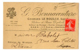 VP23.061 - 1927 - Carte Commerciale - M. G. LE BOULCH, Facteur De Pianos, Editeur De Musique à CAEN & FLERS Pour LYON - Straßenhandel Und Kleingewerbe