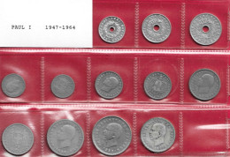 12 Coins KING  Paul 1 (1947 1964) 5-10-20 Lepta 1954 - 50 L En 1D En 2 D 1954-62 - 5 D 1954 En 10 D 1959 +20 D 1960(Ag) - Grecia