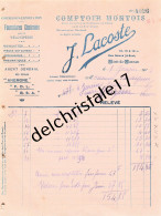 40 0261 MONT-de-MARSAN LANDES 1913 Fournitures Vélocipèdie J. LACOSTE Comptoir Montois Rue Neuve St Roch à LARAIGNEZ - Old Professions