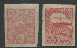 Estonia:Unused Stamps Tallinn Silhouette And Pattern 15 And 35 Pence, 1919/1920, MNH/MH - Estonie