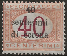 TRTTSx5L,1919 Terre Redente - Trento E Trieste, Sassone Nr. 5, Segnatasse Nuovo Con Traccia Di Linguella **/ - Trento & Trieste