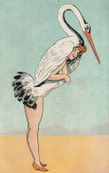 Héron Humanisé * CPA Illustrateur Surréalisme * Femme Heron Oiseau * Pin Up Curiosa Nue Nu - Other & Unclassified