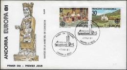 Andorre Espagnol 1981 Y&T 131 Et 132 Sur FDC. Europa, Folklore, Danse Folklorique De Sainte Anne, Fête De La Vierge - Baile