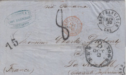 MTM095 - 1867 TRANSATLANTIC LETTER USA TO FRANCE Steamer RUSSIAN UNPAID - LINEAR 15 POSTMARK - Marcophilie