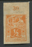 Estonia:Unused Stamp Imperforated Weaver ½ Mark, 1922, MNH - Estonie