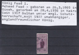 ÄGYPTEN - EGYPT - EGYPTIAN - DYNASTIE - MONARCHIE - 58. GEBURTSTAG DES KÖNIG FUAD 1926 USED - Gebruikt