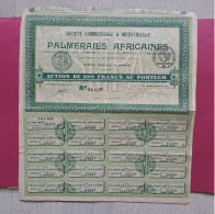 Palmeraies Africaines - Action De 100 Francs Au Porteur - Paris 18 Mai 1920 N°24.439 - P - R
