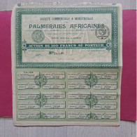 Palmeraies Africaines - Action De 100 Francs Au Porteur - Paris 18 Mai 1920 N°24.440 - P - R