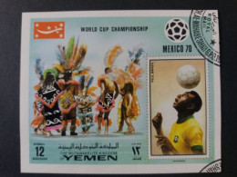 YEMEN يمني FOOTBALL WORLD CHAMPIONSHIP MEXICO 1970 CAT MICHEL BLOCK N. 979 A PELE BRASIL SHEET MNH $ - Yemen