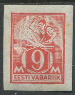 Estonia:Unused Stamp Imperforated Smith 9 Mark, 1922, MNH - Estonie