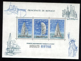 Monaco Bloc Yvert N° 32  ** VOILE MNH Premiere Mediterrannée Transat Voile Monaco New York Statue Liberté Lliberty - Blocs