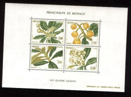 Monaco Bloc Yvert N° 31 Bibassier Neflier Japon ** MNH Japan Arbre Tree Baum Fleur Fruit Saison Season - Trees