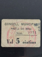 MONEY BANCONOTE EMERGENGY FRANCE CONSELL MUNICIPAL PINEL DE BRAI 5 C. - Sonstige – Europa