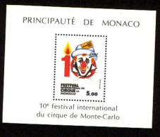 Bloc Monaco Yvert N° 29 Cirque 10 è Festival 1984 Clown Bougie ** MNH Kerze Candle Circus Zirkus Sheet Klown - Zirkus