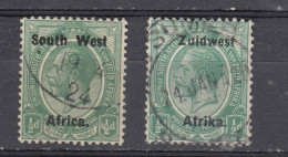 South West Africa 1924 - Overprinted 1/2d 2 Singles. 14 Mm Space,  Vf Used (e-731) - Südwestafrika (1923-1990)