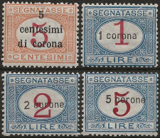 TRDASx1-4L - 1922 Terre Redente/Dalmazia, Sassone Nr. 1/4, Serie Cpl Di 4 Segnatasse Nuovi Con Traccia Di Linguella */ - Dalmatië