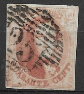 OBP12 Met 4 Randen En Met Balkstempel P25 Charleroi (zie Scans) - 1858-1862 Medaillen (9/12)