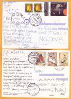 2011  Moldova Postcrossing,  6 Used Postage Stamps, China, Germany, Birds, Flowers - Posta