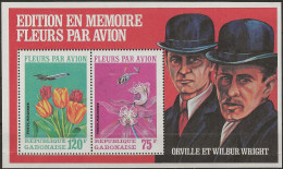 Gabon, Bloc N°18** (ref.2) Fleurs, Aviation, Wright - Gabon (1960-...)