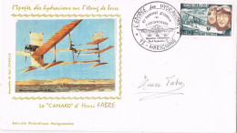 54506. Carta MARIGNANE (France) 1977. AVION, Aereo, Le Canard D'Henri FABRE, Signed - Premiers Vols