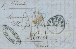 MTM096 - 1868 TRANSATLANTIC LETTER USA TO FRANCE Steamer RUSSIA UNPAID 3 RATE - ERROR See Description! - Storia Postale