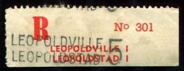 Congo Léopoldville 5 Etiquette De Recommandé Type 2Ae/Rvif/M (pte Griffe Majus. Bilingue) Dent.11 1/2 ND Bords Dr Et Inf - Storia Postale