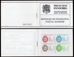 Andorra Española - Carnet Con HB Franquicia Postal (4 Sellos Diferentes) - Vegueria Episcopal