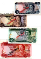 Jersey Specimen 1-5-10-20 Pound Set QEII Serial Number 001201  UNC - Jersey